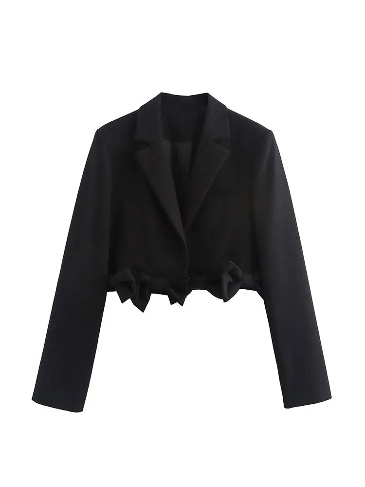 Women's Slim Black Blazer with Bow Detail