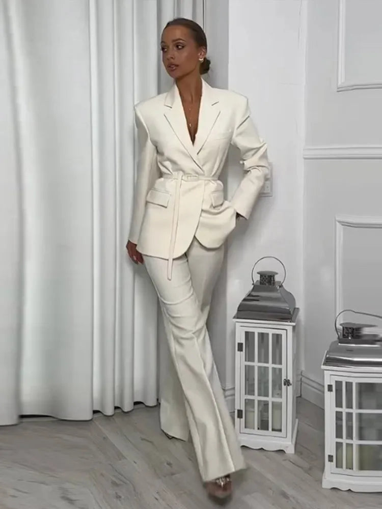 Women's Suit Set – Blazer and Wide Leg Pants