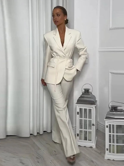 Women's Suit Set – Blazer and Wide Leg Pants
