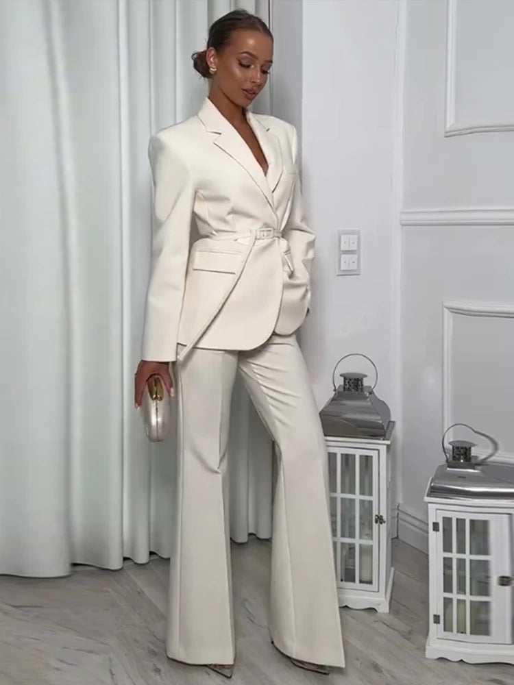 Women's Suit Set – Blazer and Wide Leg Pants