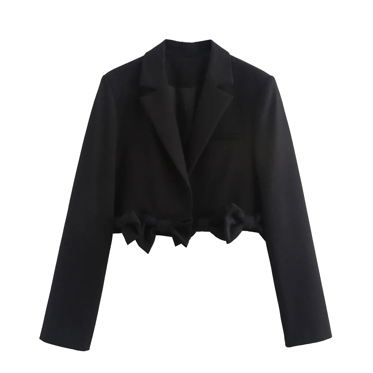 Women's Slim Black Blazer with Bow Detail