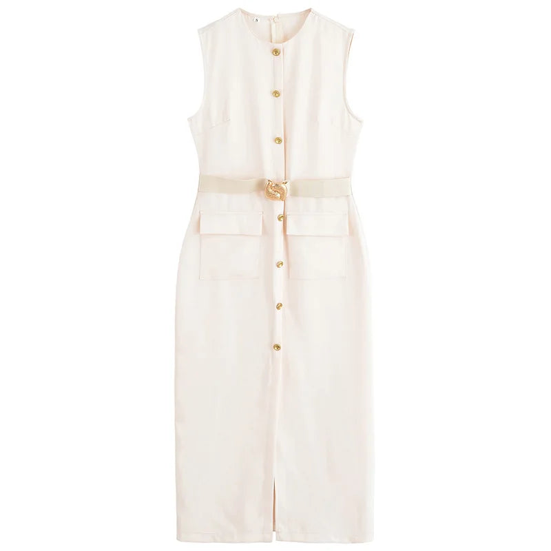 Elegant Black Button-Up Midi Dress – Summer 2025