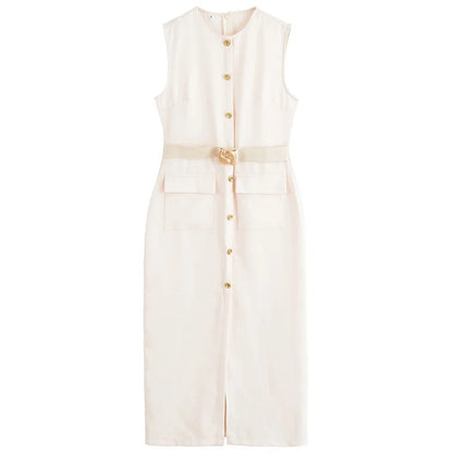 Elegant Black Button-Up Midi Dress – Summer 2025