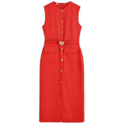 Elegant Black Button-Up Midi Dress – Summer 2025