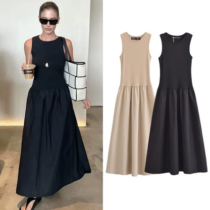 Women's Long Sleeveless Dress – Elegant Vintage Style