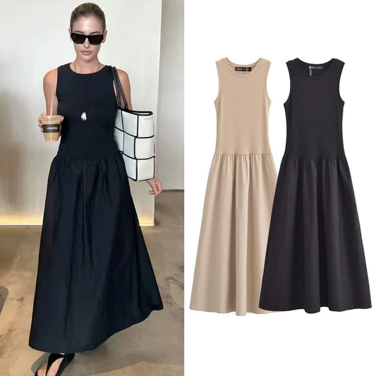 Women's Long Sleeveless Dress – Elegant Vintage Style