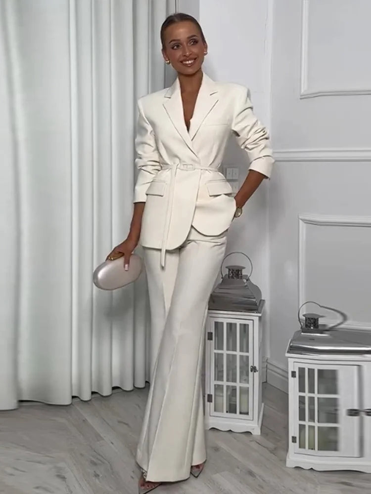 Women's Suit Set – Blazer and Wide Leg Pants