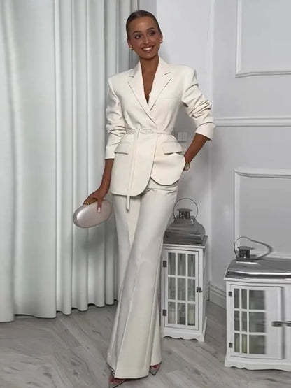 Women's Suit Set – Blazer and Wide Leg Pants