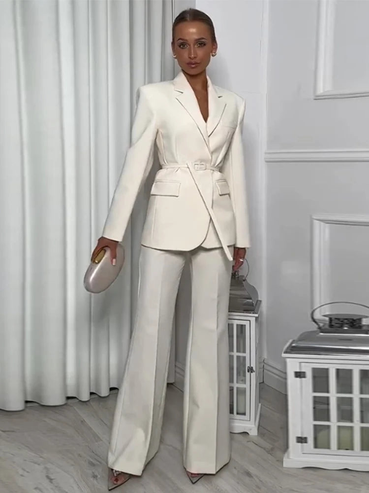 Women's Suit Set – Blazer and Wide Leg Pants