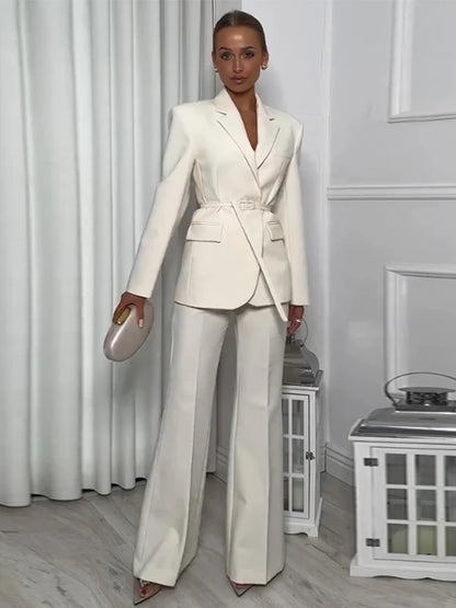 Women's Suit Set – Blazer and Wide Leg Pants