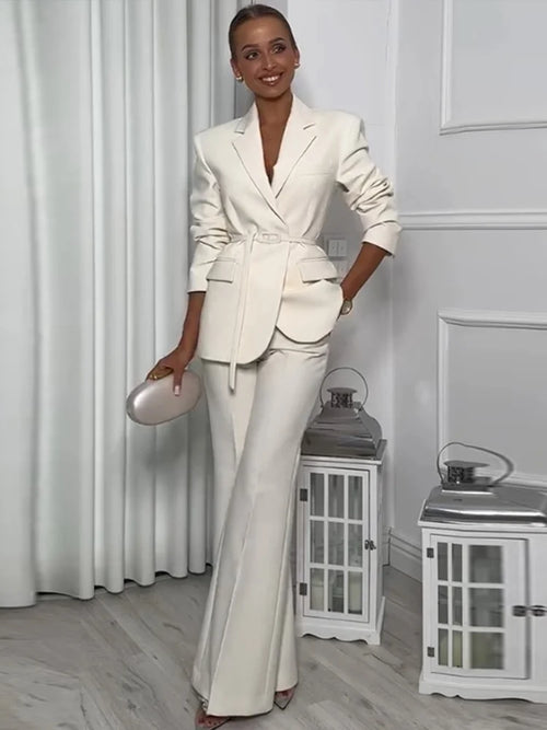 Women's Suit Set – Blazer and Wide Leg Pants