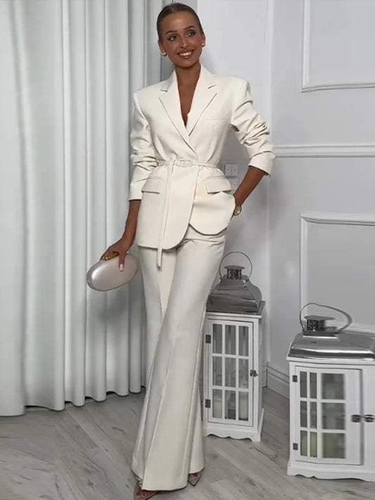 Women's Suit Set – Blazer and Wide Leg Pants